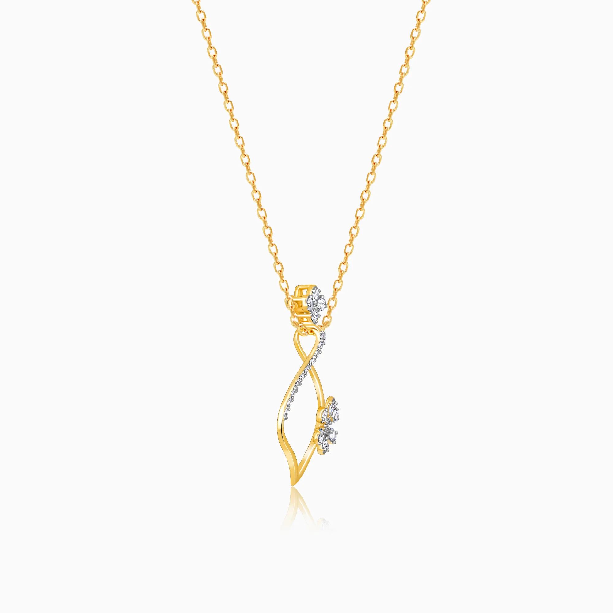 Gold Endless Floral Diamond Pendant - Image 4