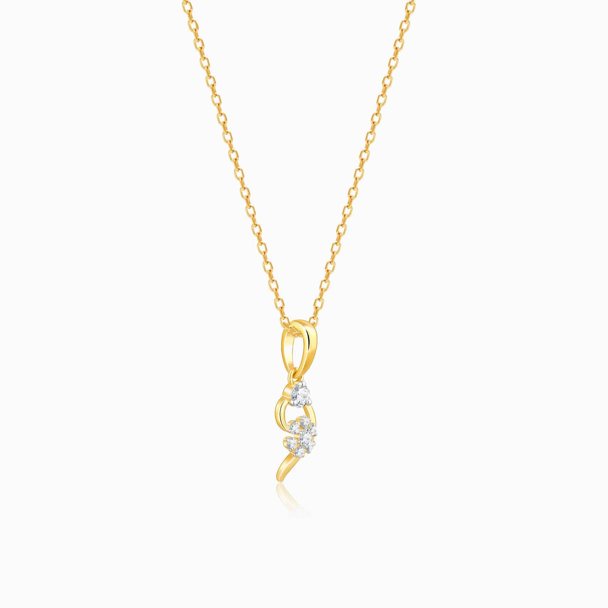 Gold Feathery Elegance Diamond Pendant - Image 4