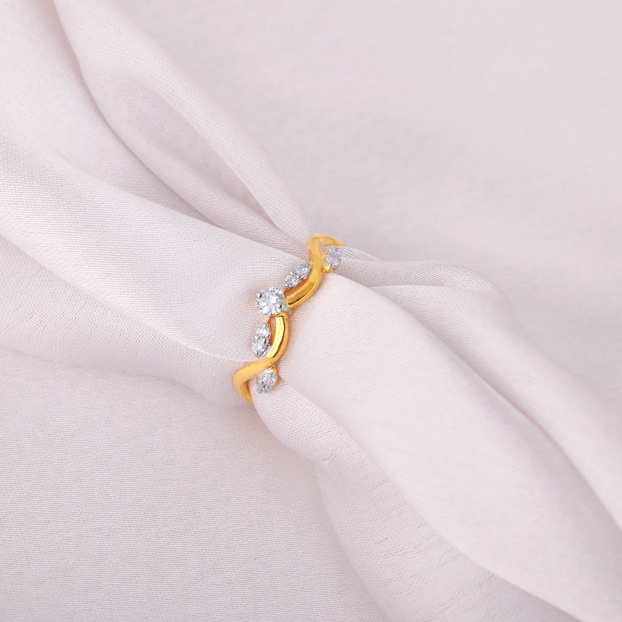 Gold Whimsical Swirl Diamond Ring - Image 2