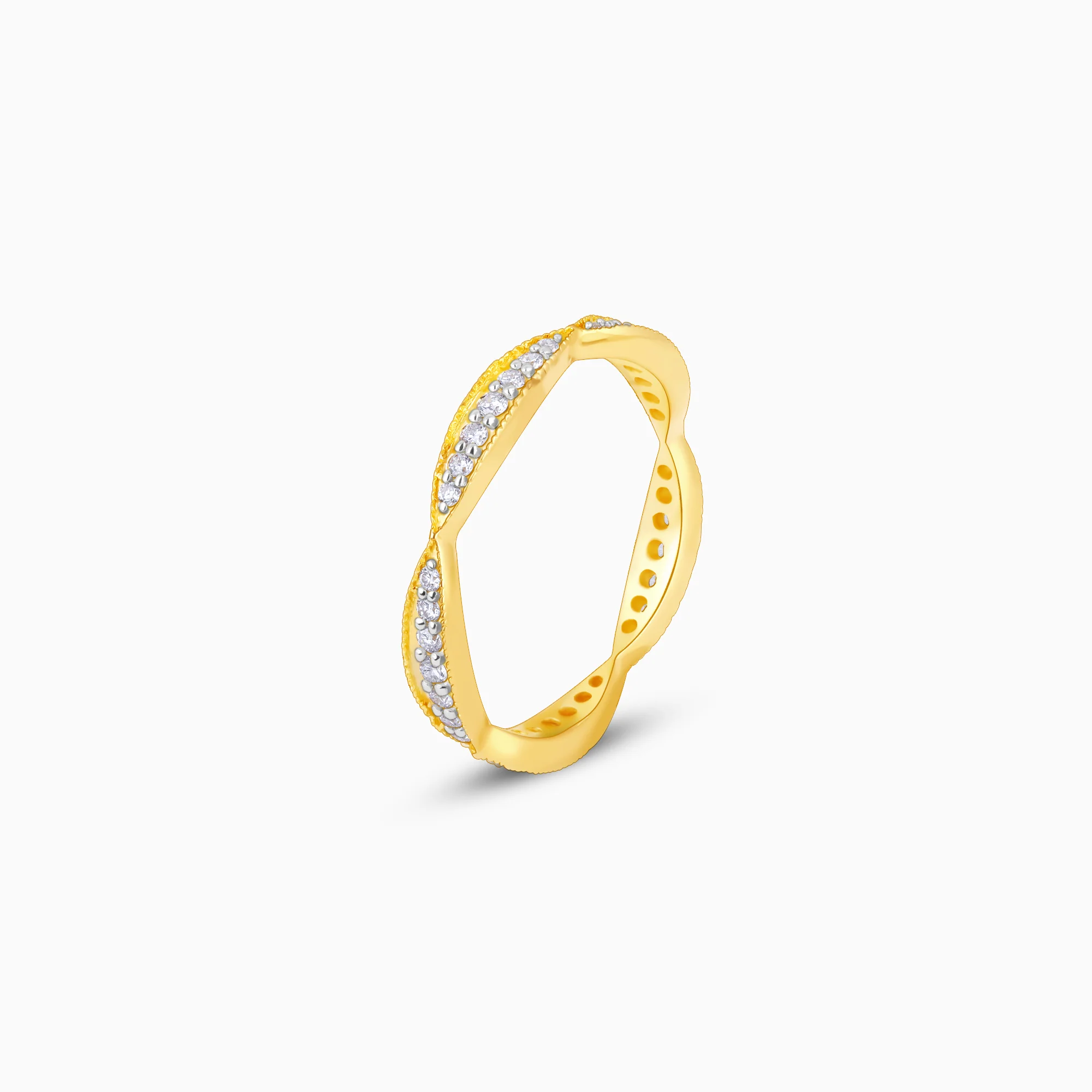 Gold Elegant Curves Diamond Ring - Image 4