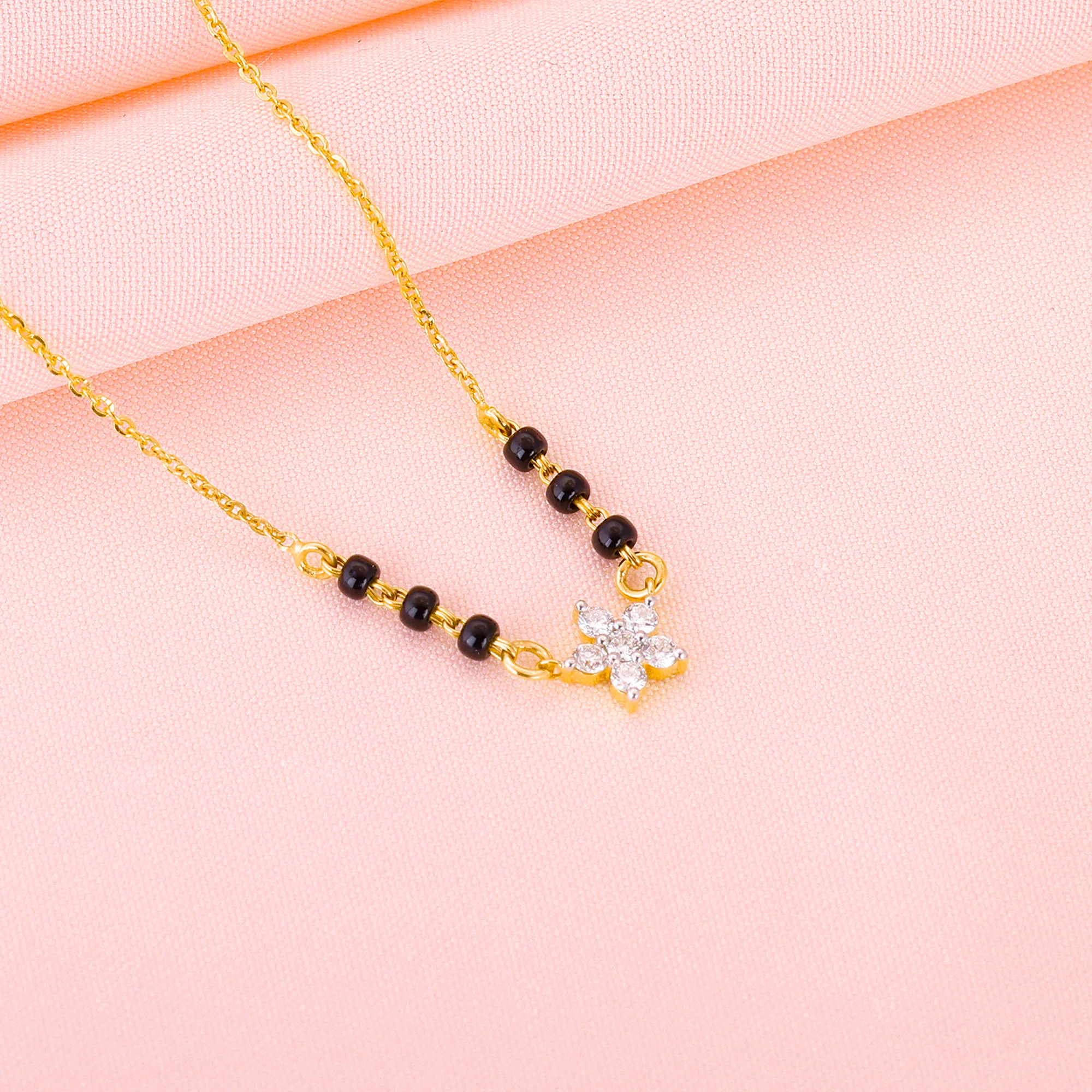 18k Gold Floral Flare Diamond Mangalsutra - Image 2