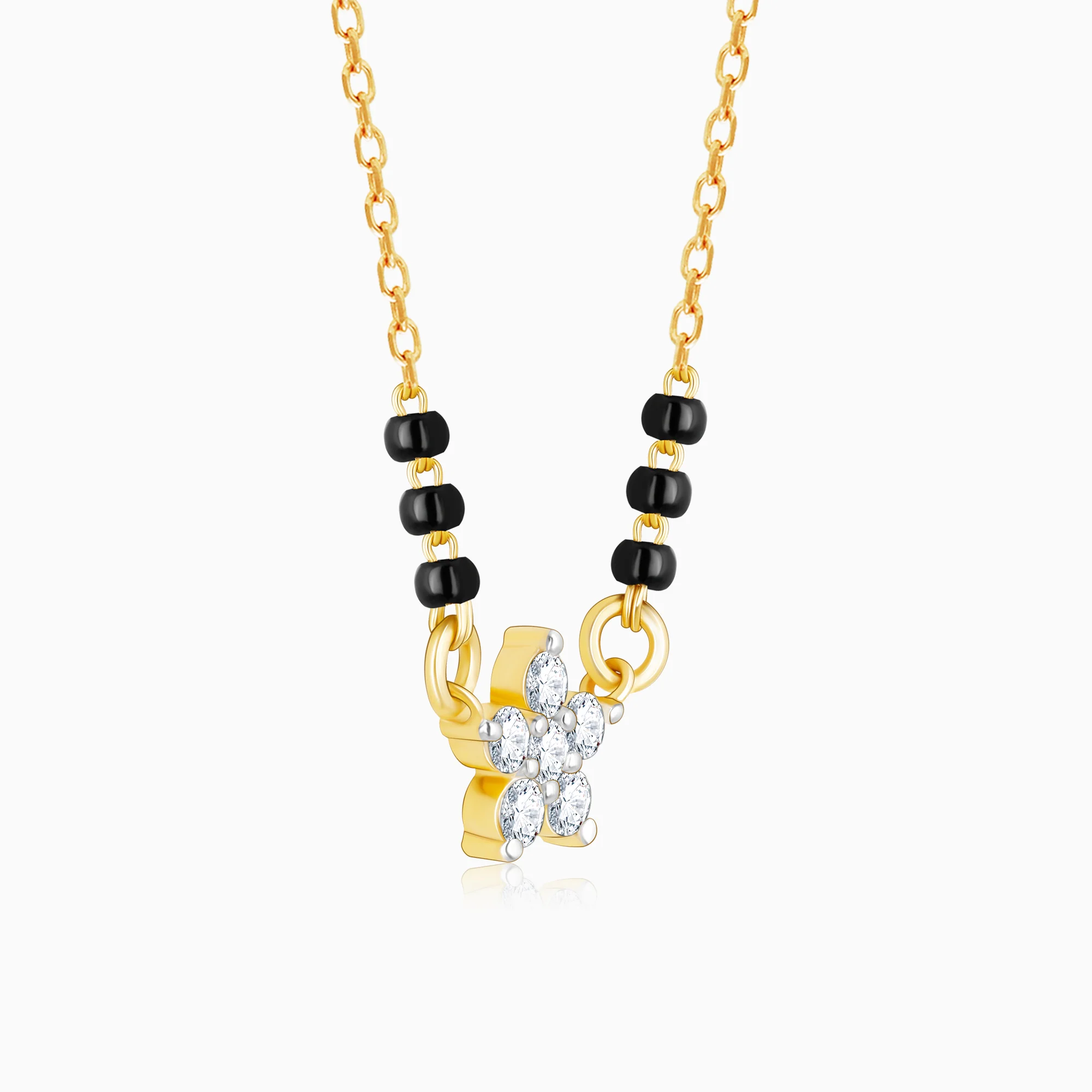 18k Gold Floral Flare Diamond Mangalsutra - Image 4