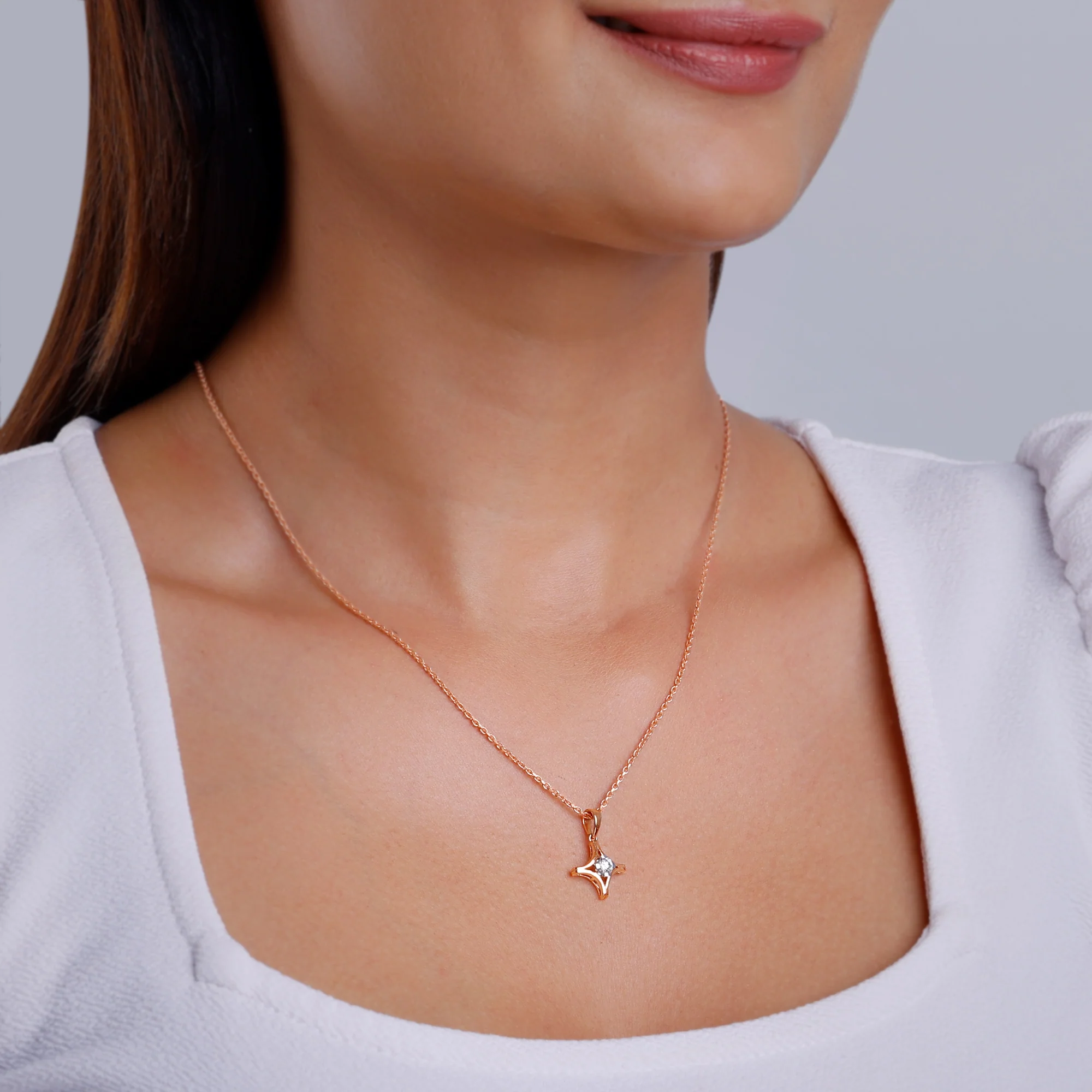 Rose Gold Lodestar Diamond Pendant - Image 3
