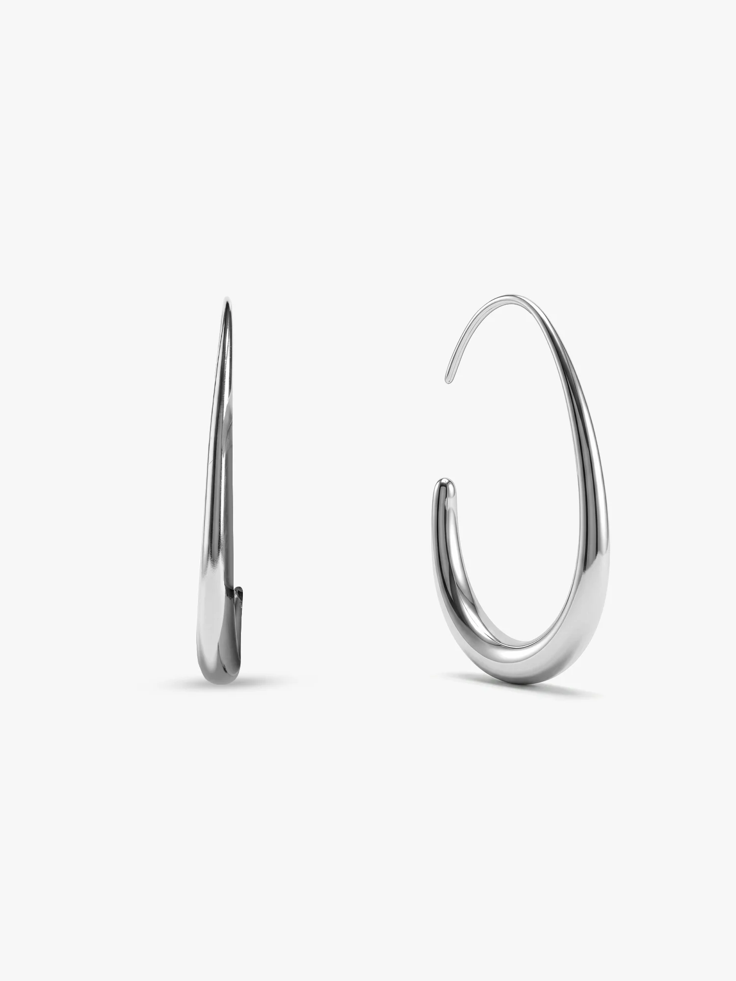 Bare Curve Rhodium Plated Earrings - Image 5