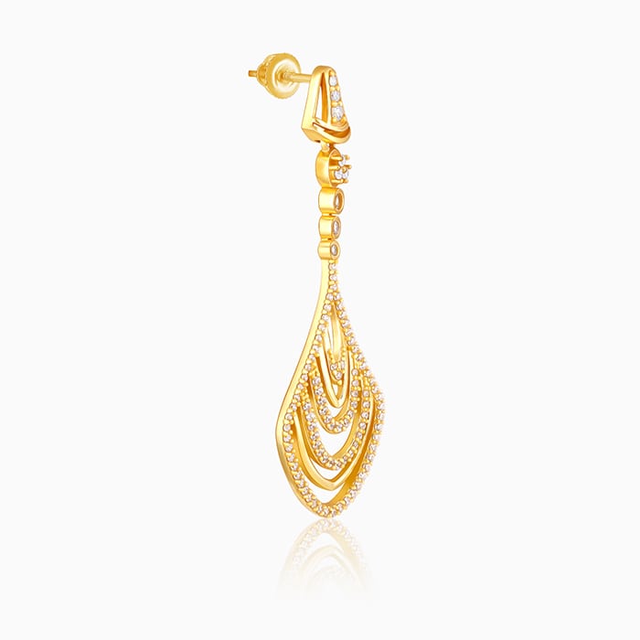 Golden Zircon Studded Chime Earrings - Image 4