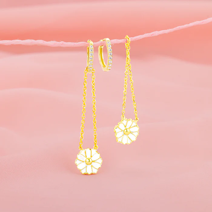 Golden Brahma Kamal Convertible Hoop Earrings - Image 2