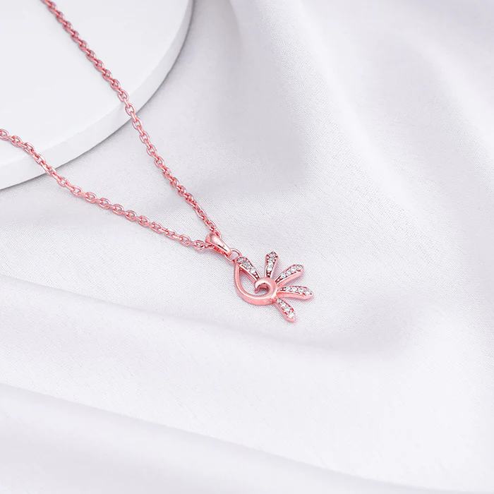Rose Gold Elegant Musli Pendant With Link Chain - Image 2