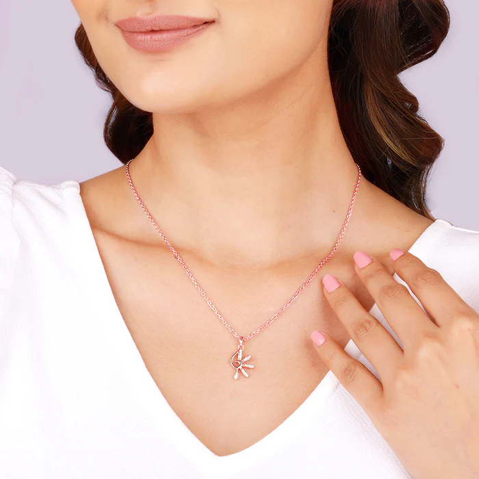 Rose Gold Elegant Musli Pendant With Link Chain - Image 3