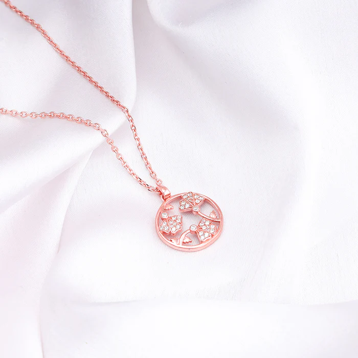 Rose Gold  Eyebright Pendant With Link Chain - Image 2