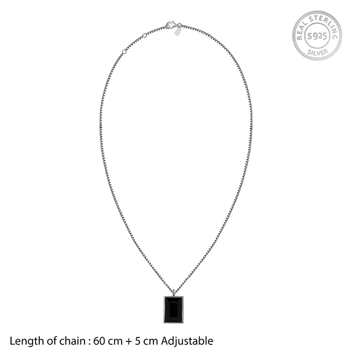 Black Rhodium Alpha Ego Pendant With Box Chain For Him - Image 6