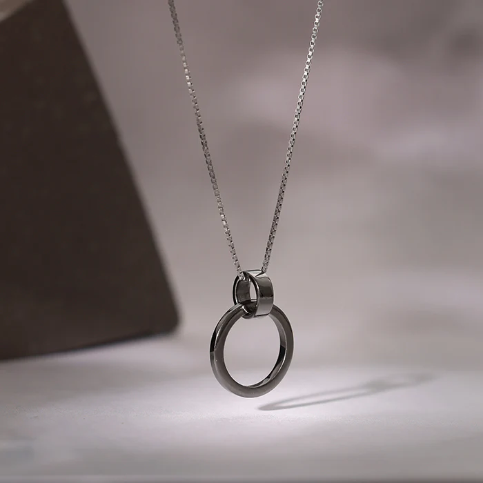 Black Rhodium Shadow Striker Pendant With Box Chain For Him - Image 2