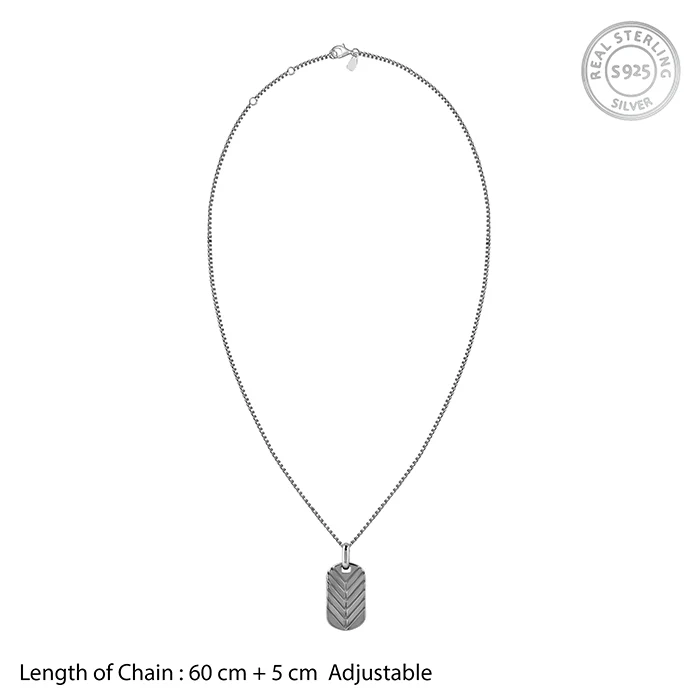 Black Rhodium Midnight Charmer Pendant With Box Chain For Him - Image 6