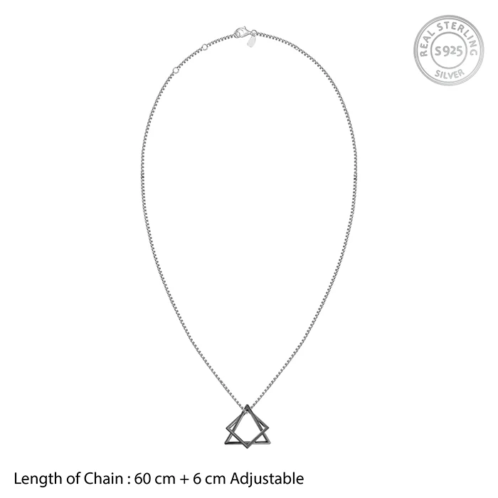 Black Rhodium Hexagram Pendant With Box Chain For Him - Image 6