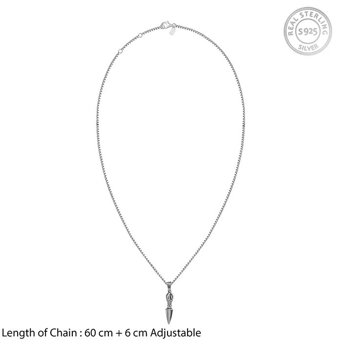 Black Rhodium Phurba Pendant With Box Chain For Him - Image 6