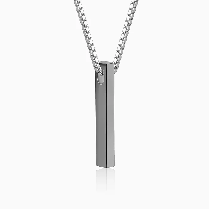 Black Rhodium Sympa Pendant With Box Chain For Him - Image 4
