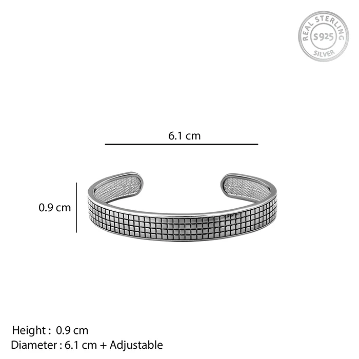 Black Rhodium Textured Kada For Him - Image 5