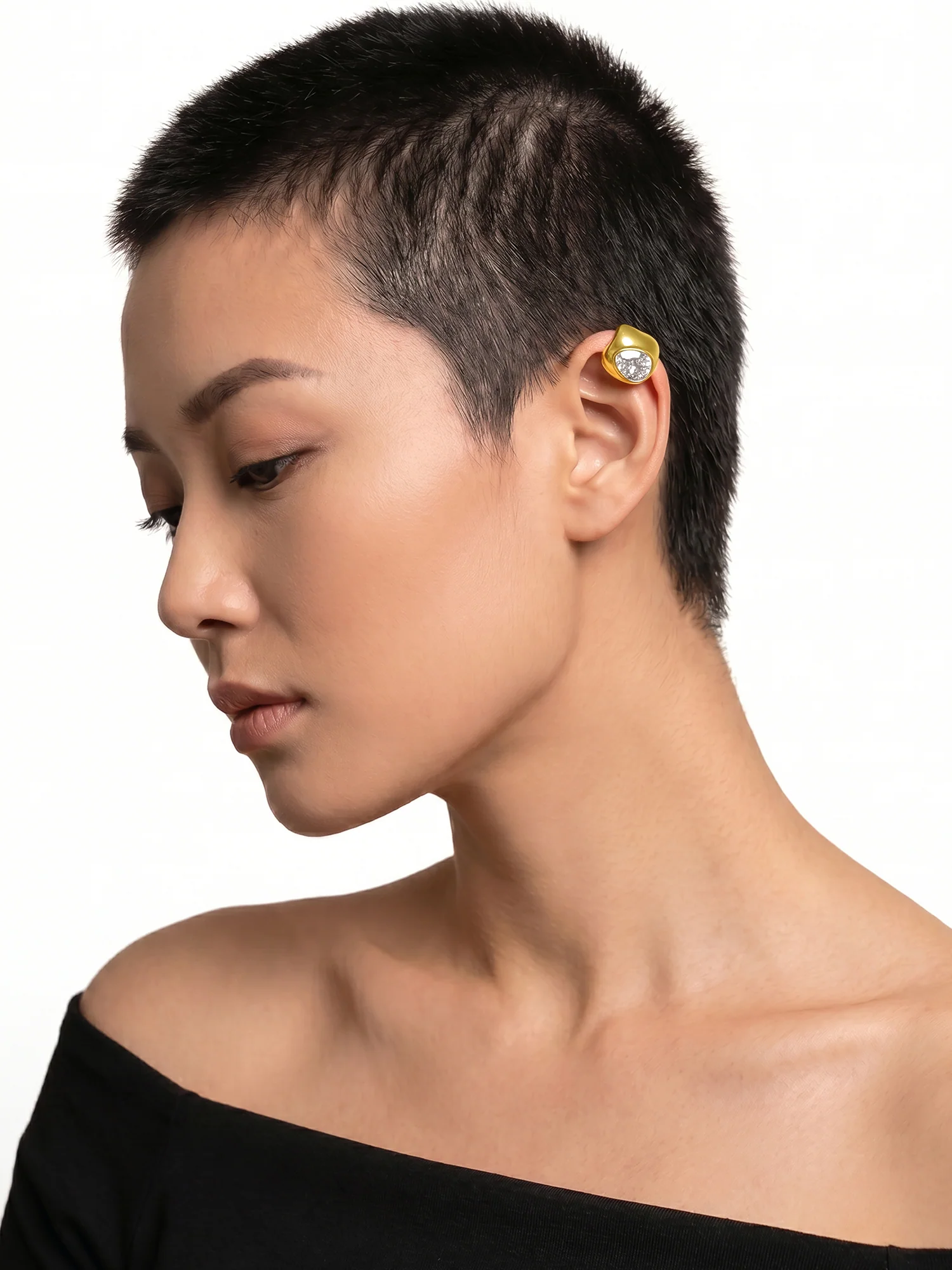Bold Dome Gold Plated Ear Cuffs - Image 3