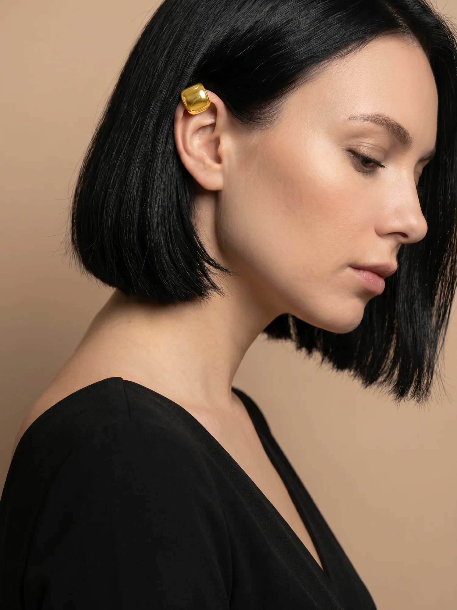 Bold Dome Gold Plated Ear Cuffs - Image 4