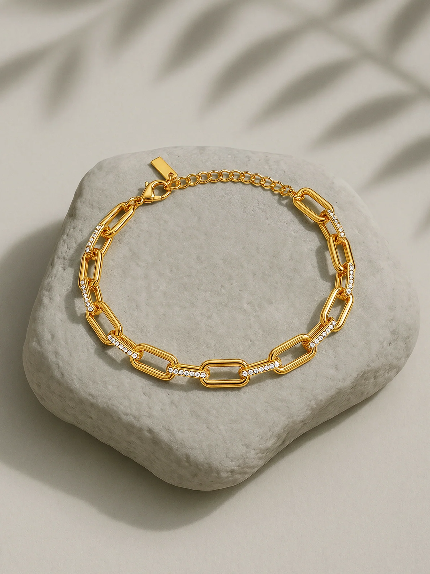 Bold Link Lock Chain Gold Plated Bracelet - Image 2