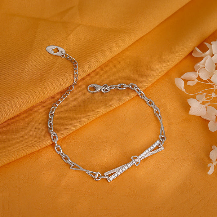 Silver Crystal Beam Bracelet - Image 2