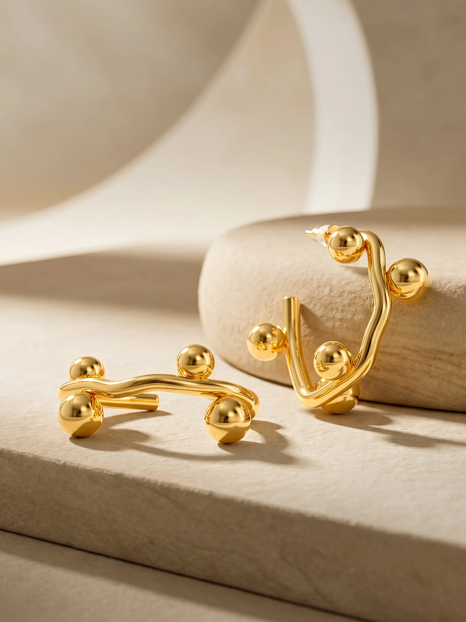 Bubble Loop Rise Gold Plated Earrings - Image 3