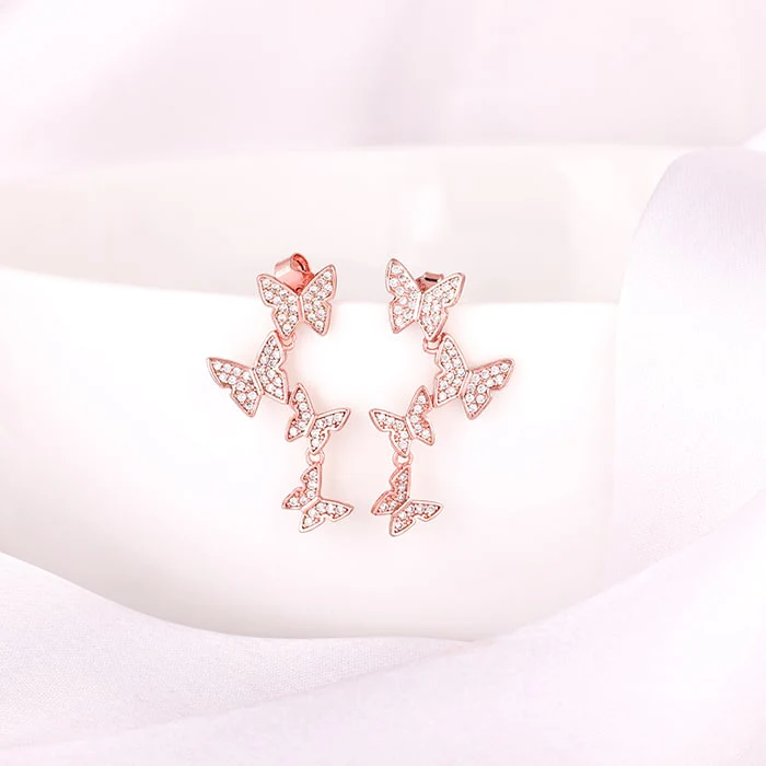 Anushka Sharma Rose Gold Wavering Wings Earrings - Image 2