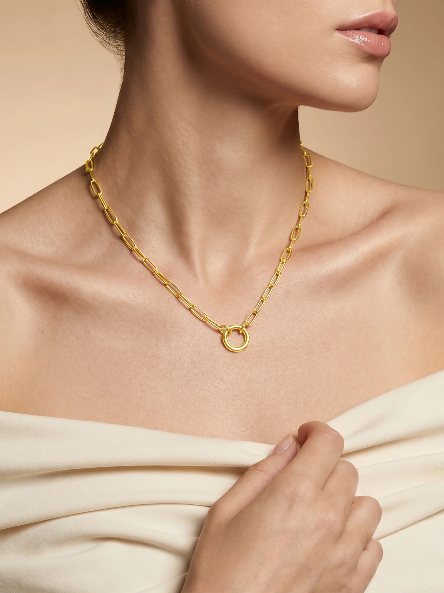 Centre Loop Gold Plated Necklace - Image 3
