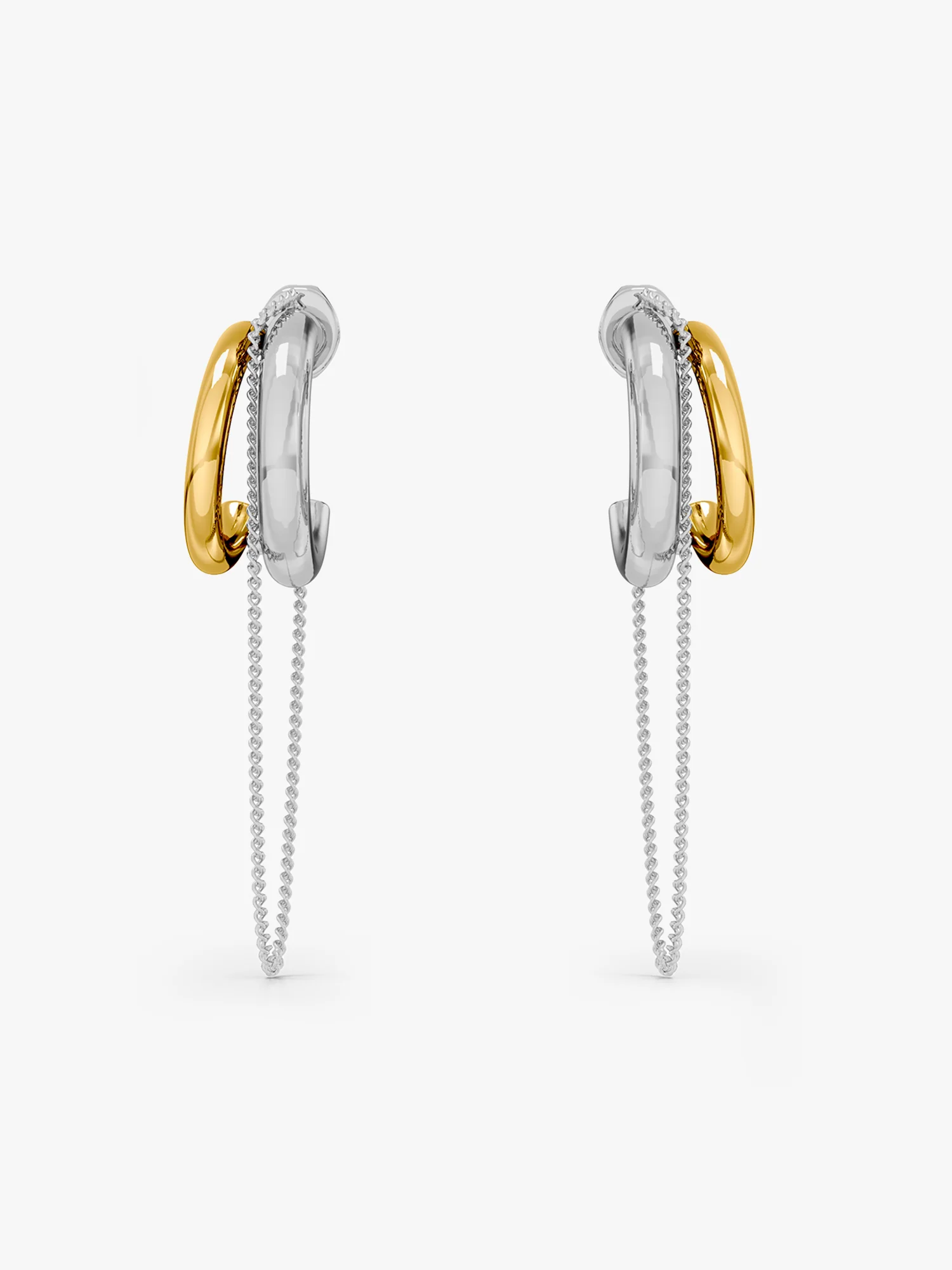 Chain Drop Link Dual Tone Earrings - Image 4