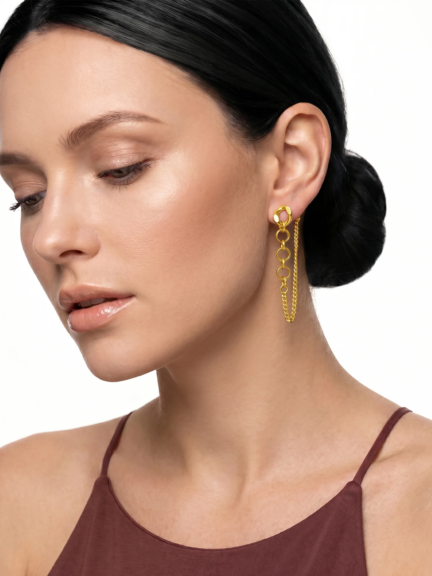 Chain Flick Gold Plated Earrings - Image 3