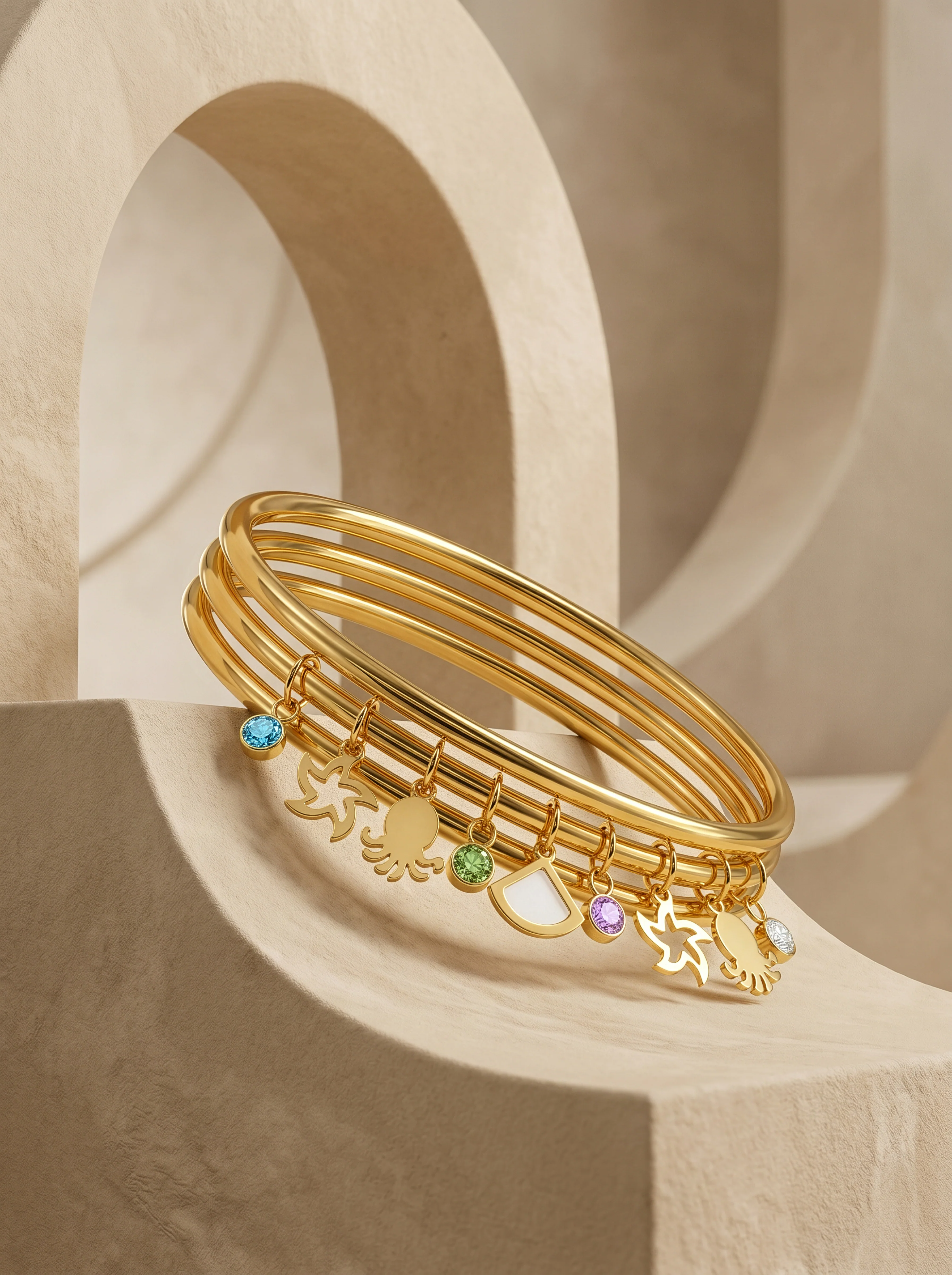 Charm Stack Loop Gold Plated Bracelet - Image 2