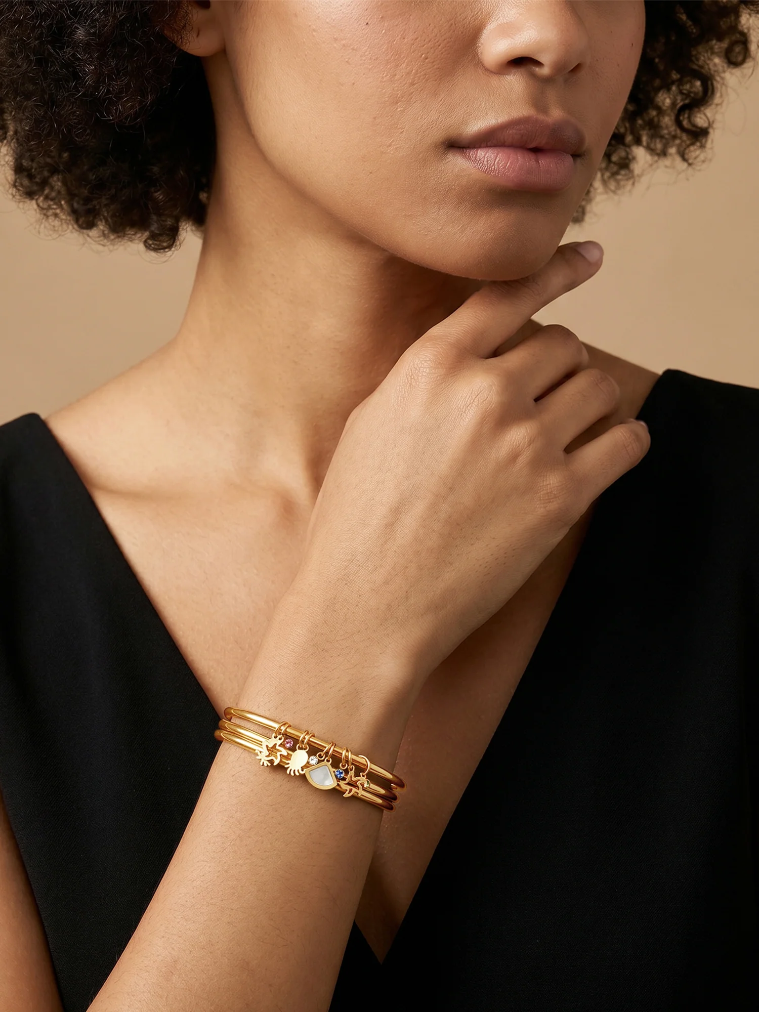 Charm Stack Loop Gold Plated Bracelet - Image 3