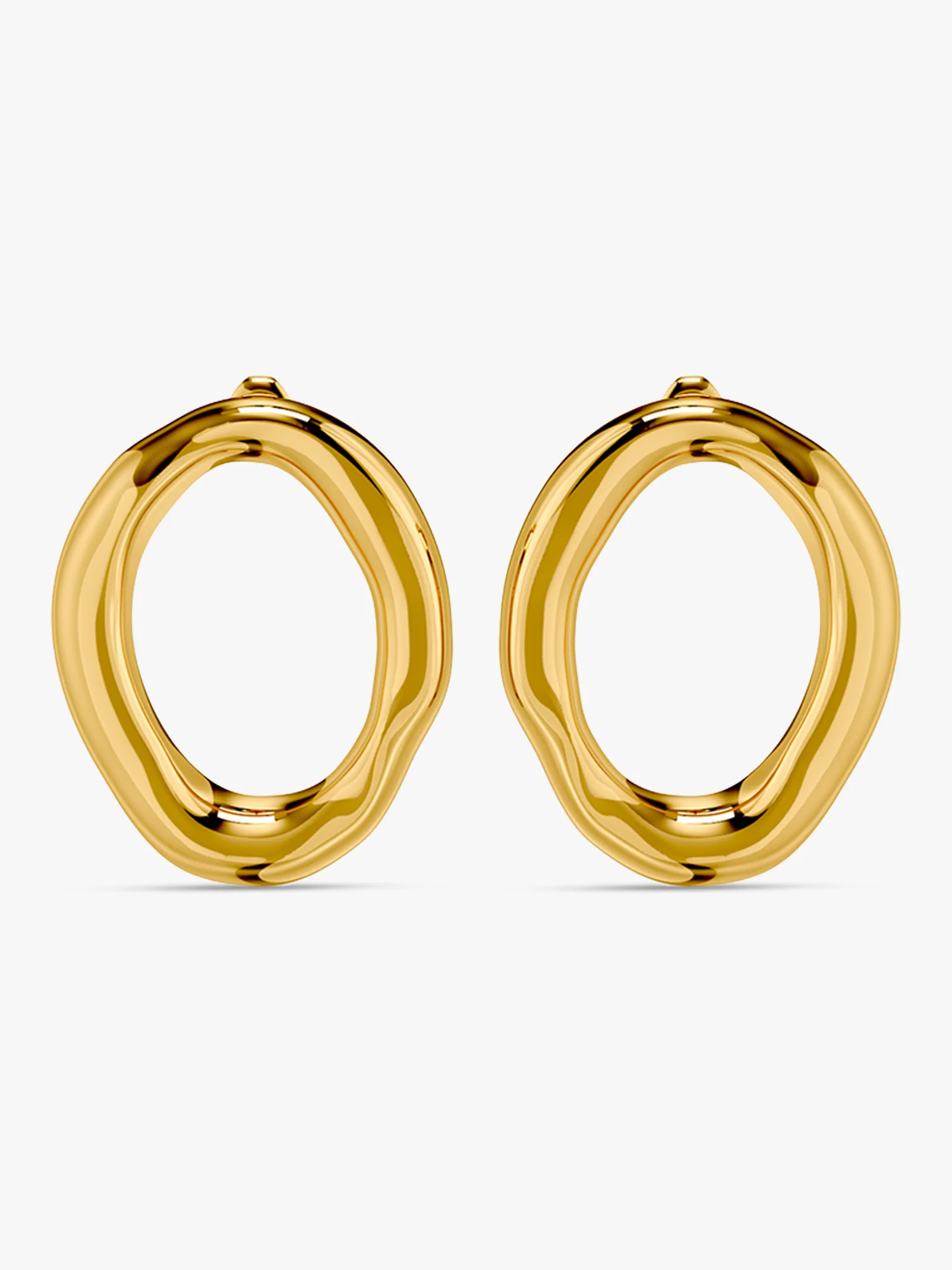 Chunky Hollow Gold Plated Hoop Earrings - Image 4