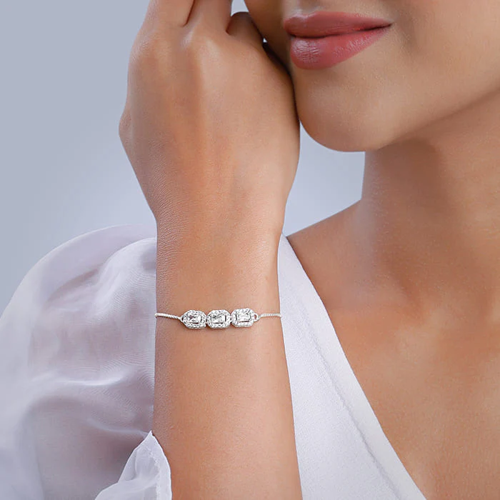 Silver Triple Zircon Bracelet - Image 3