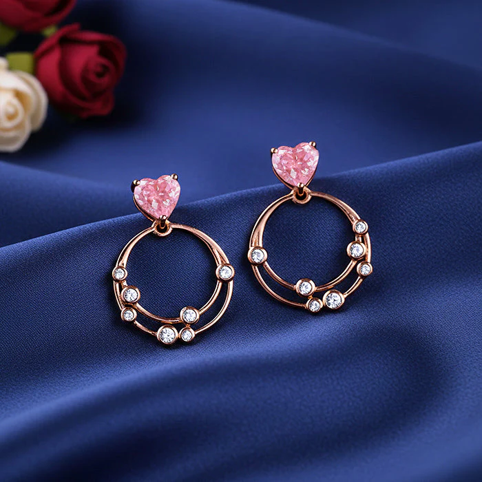 Rose Gold Love On Loop Earrings - Image 2