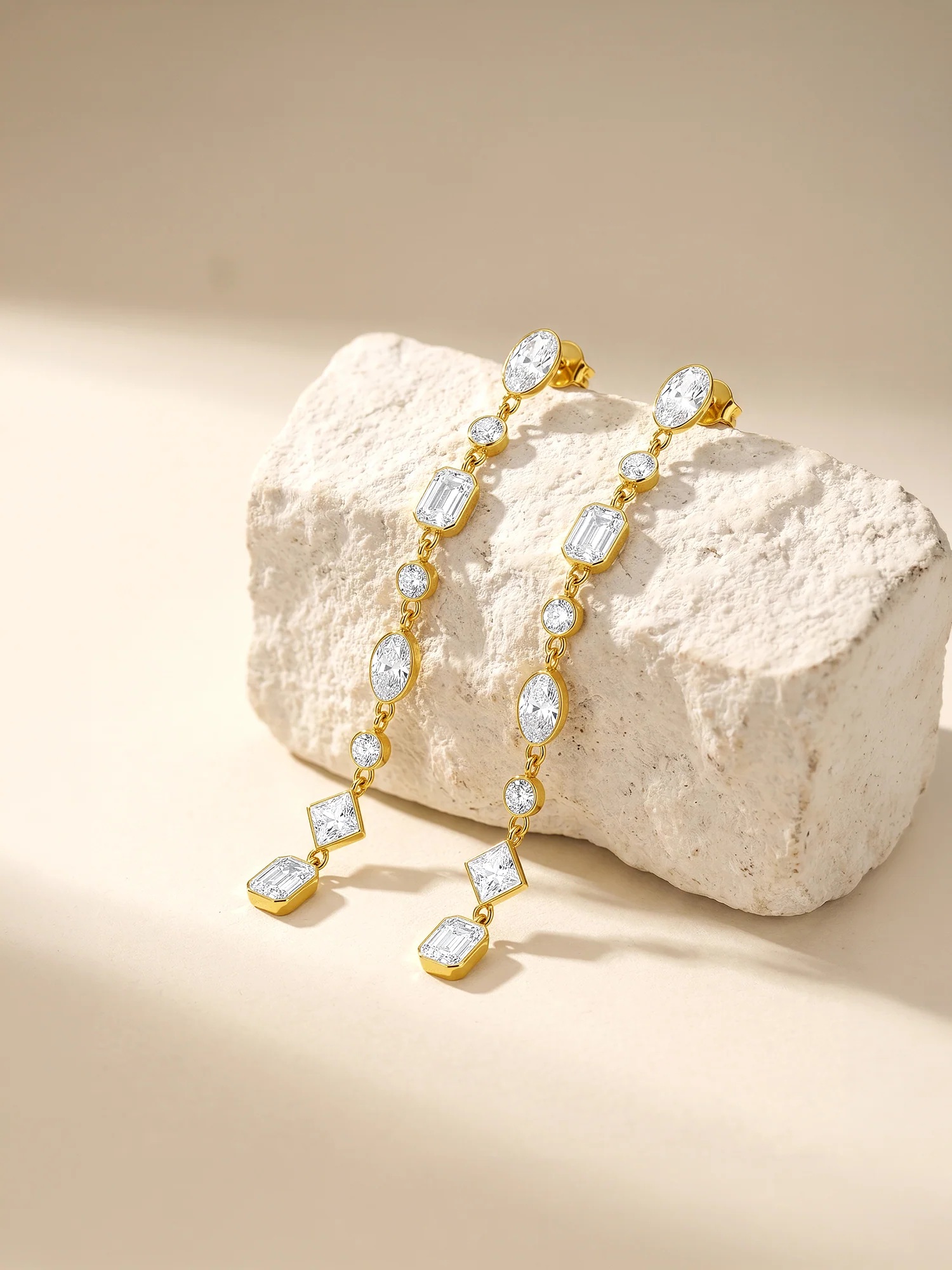 Crystal Link Drop Gold Plated Danglers - Image 2