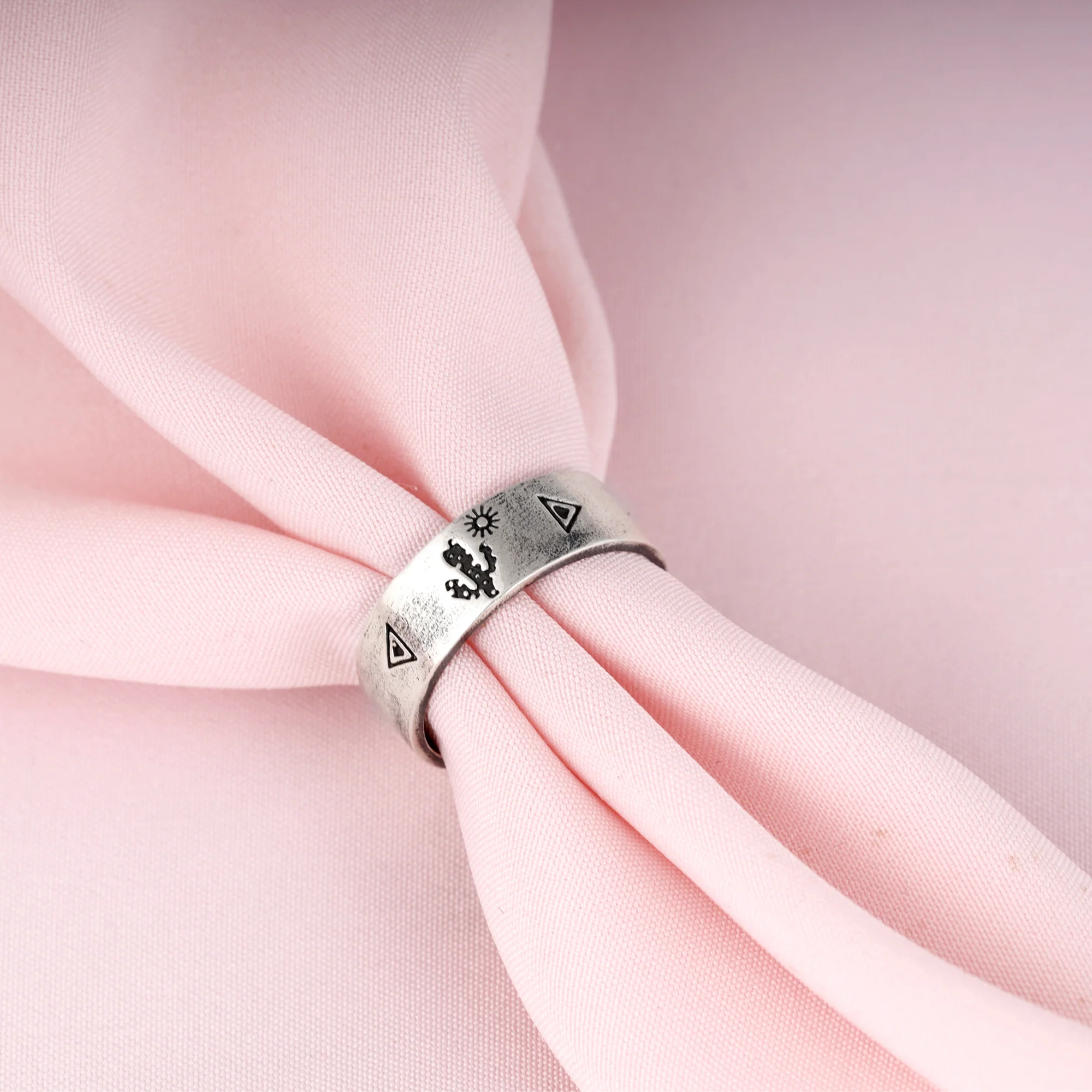 Oxidised Silver Archaic Ring - Image 2