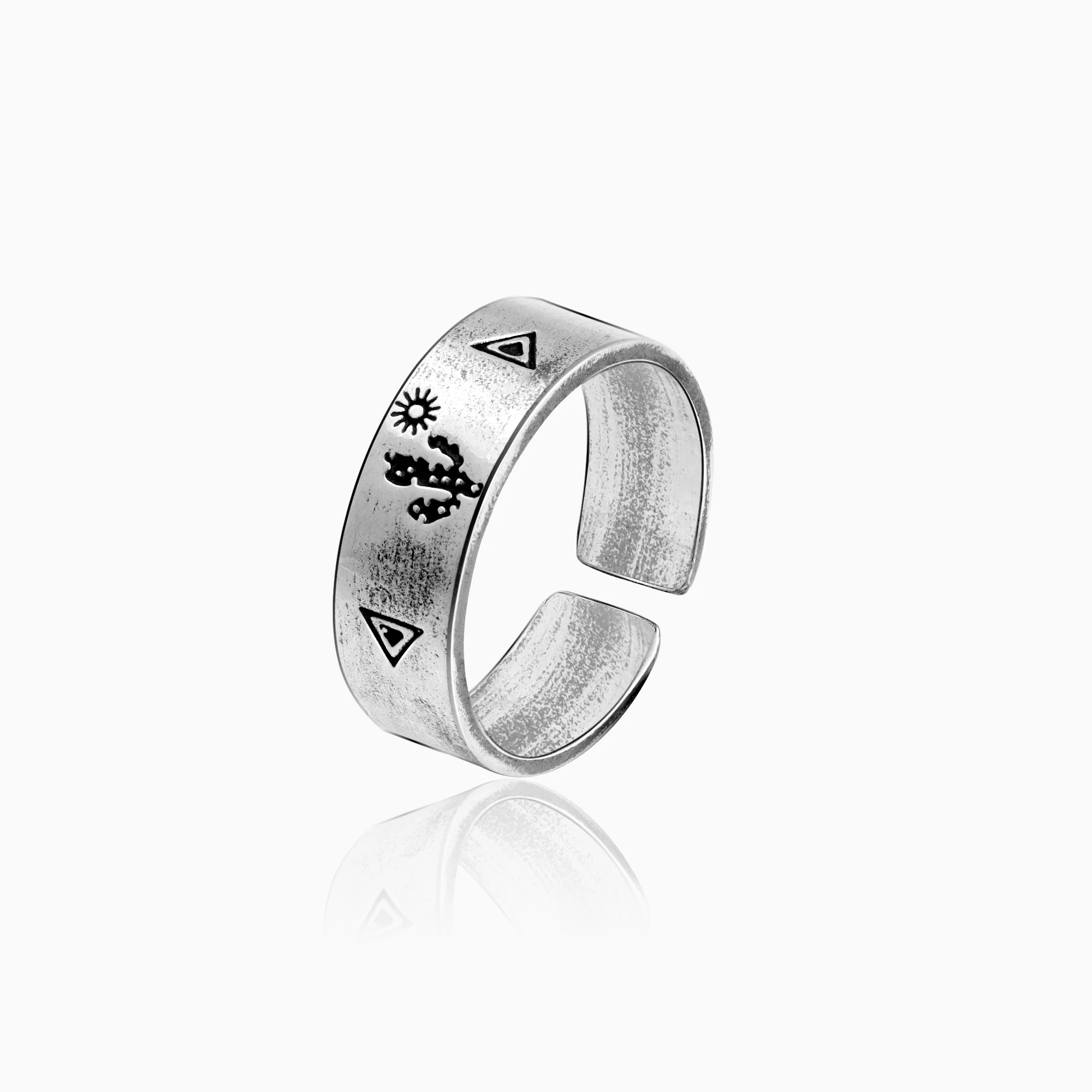 Oxidised Silver Archaic Ring - Image 4