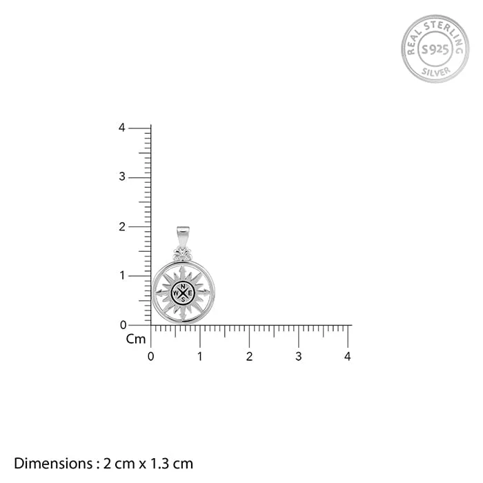 Silver Compass of Life Pendant with Box Chain For Him - Image 5