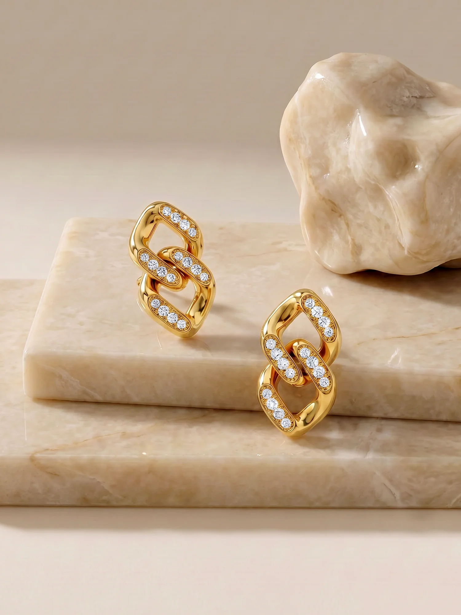 Drip Links Gold Plated Earrings - Image 2