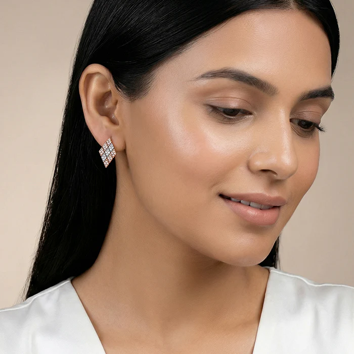 Dual Tone Celeste Facet Silver Earrings - Image 3