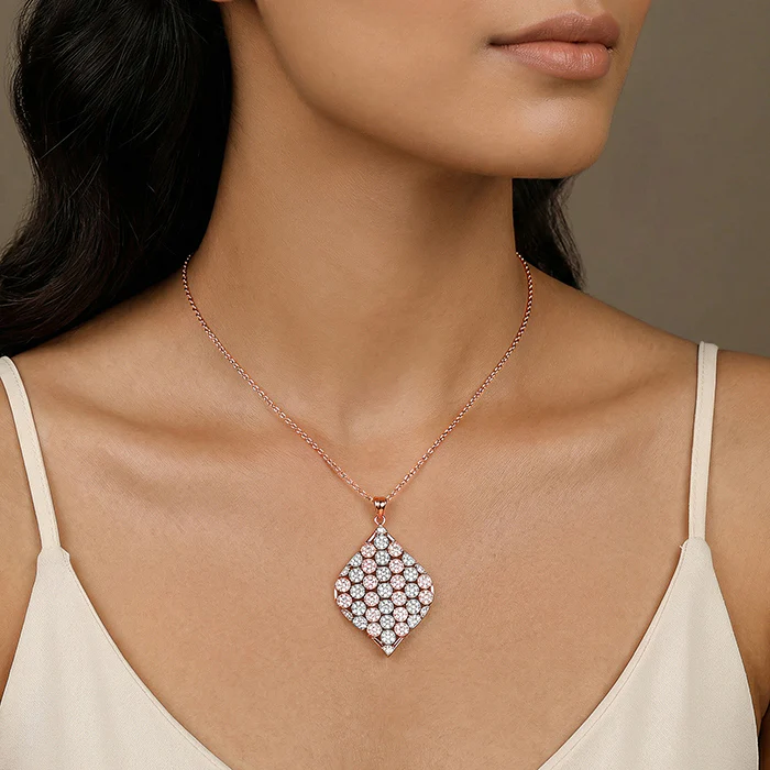 Dual Tone Celeste Grove Silver Pendant With Link Chain - Image 3