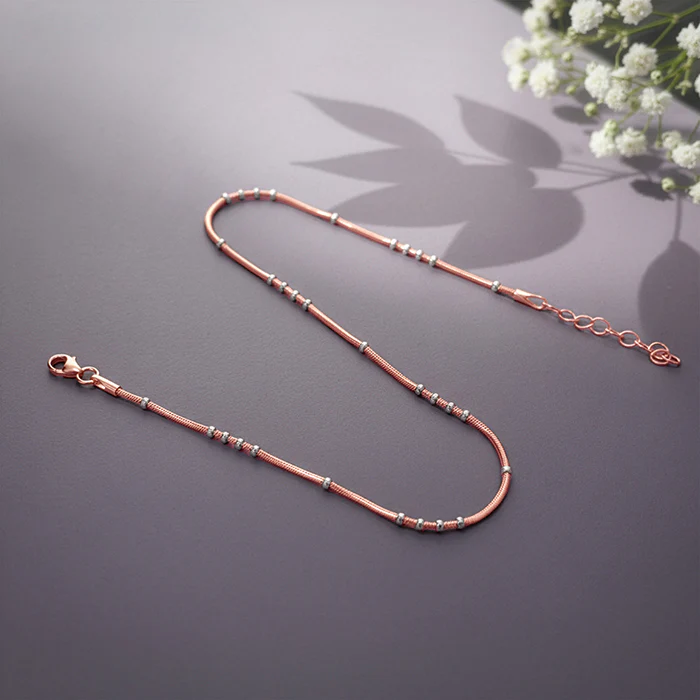 Dual Tone Dewdrop Anklet - Image 2