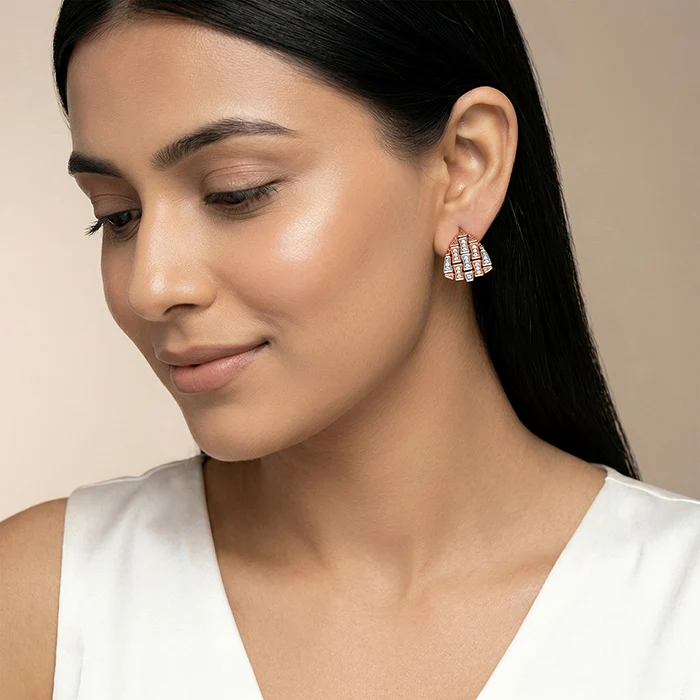 Dual Tone Eterna Arc Silver Earrings - Image 3