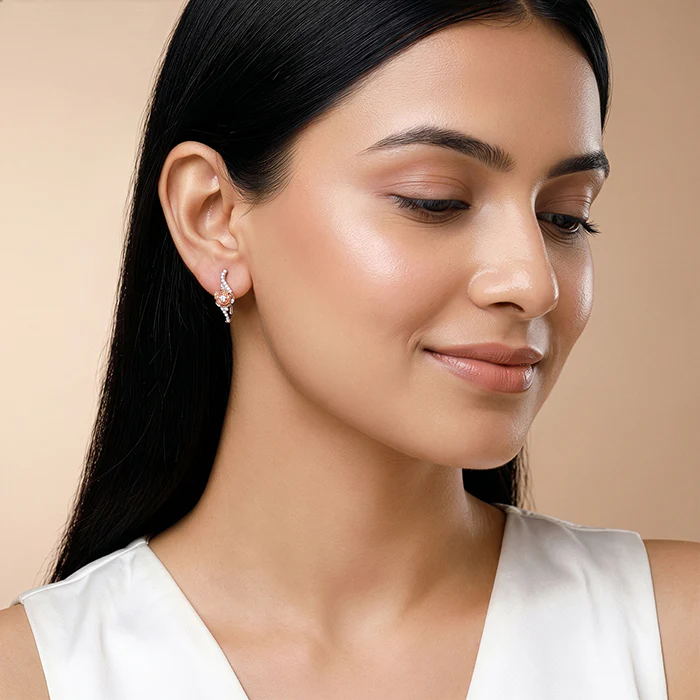 Dual Tone Ethereal Silver Hoop Earrings - Image 3
