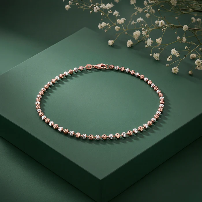 Dual Tone Glow Loop Silver Anklet - Image 2