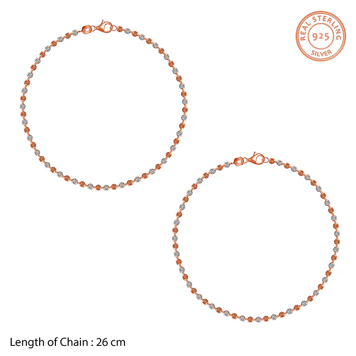 Dual Tone Glow Loop Silver Anklet - Image 4