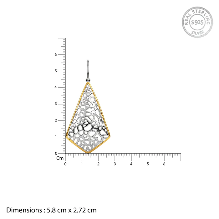 Dual Tone Kite Filigree Silver Earrings - Image 5