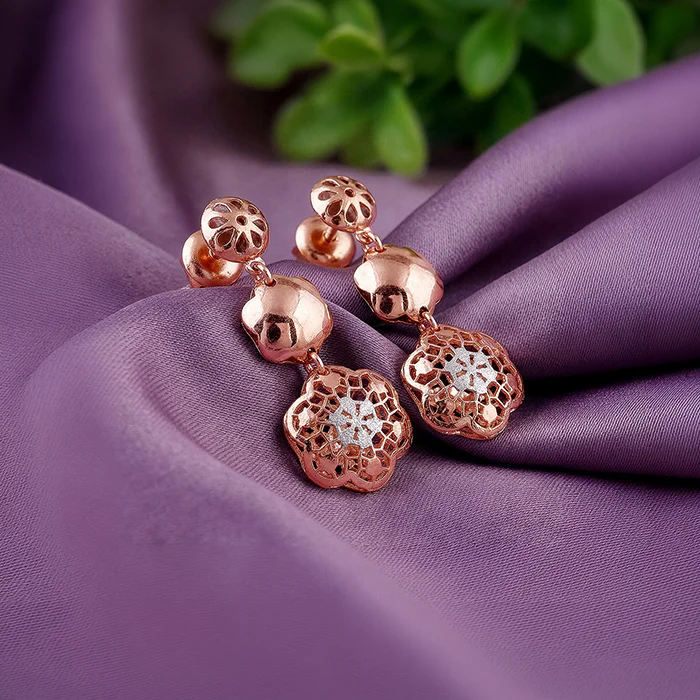 Dual Tone Lila Vine Silver Earrings - Image 2