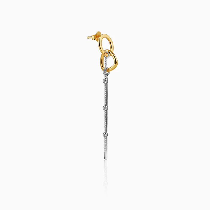 Dual Tone Linear Halo Silver Dangler Earrings - Image 4