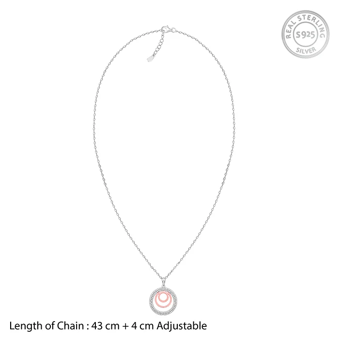 Dual Tone Luna Halo Pendant With Link Chain - Image 6